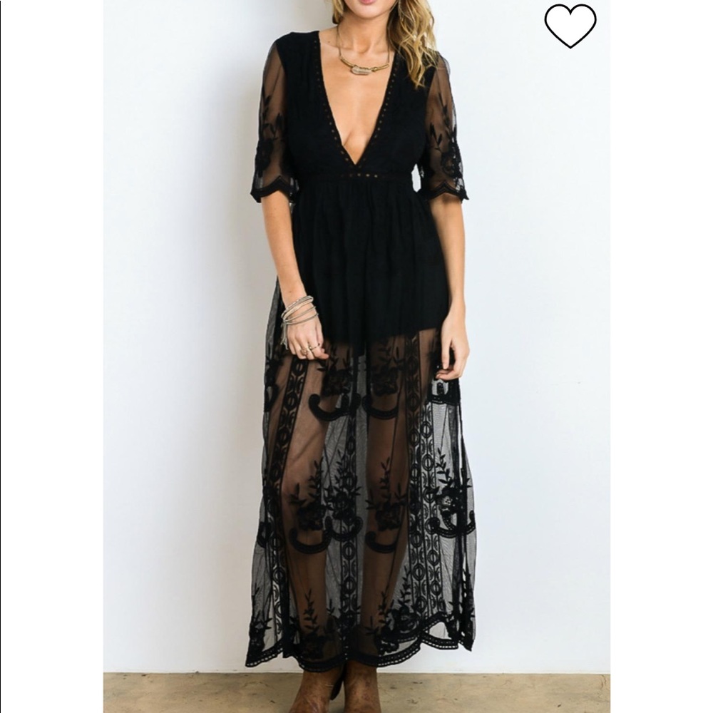 Wishlist Plunge  Maxi Romper Jumpsuit sz Small